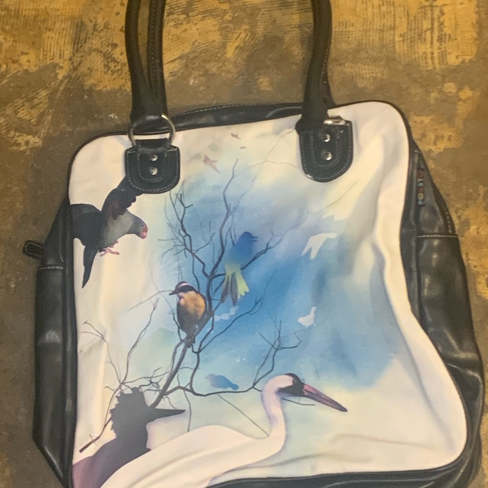 Bird Print Tote Bag - Black and White